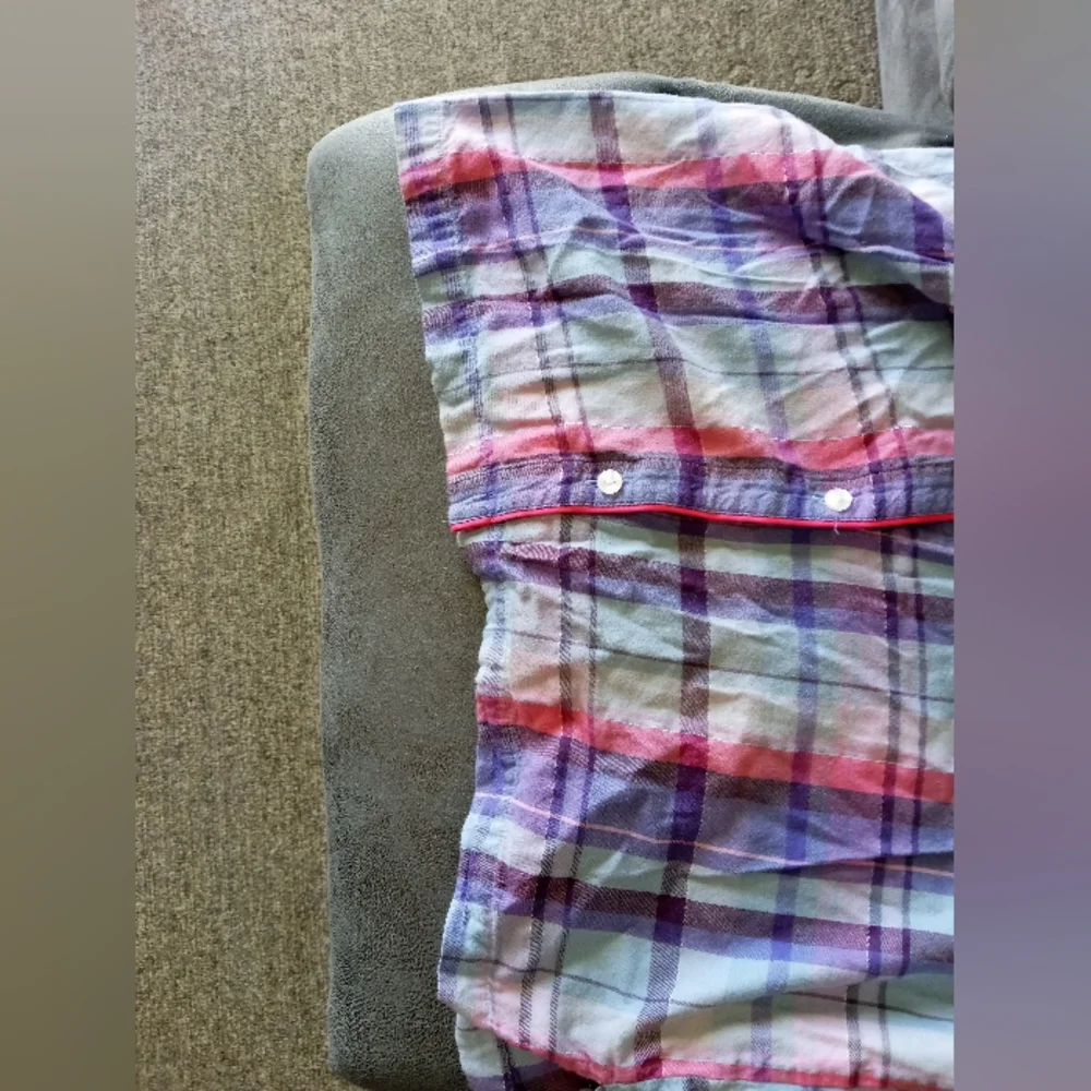 Victoria Secret plaid metallic pajama set size medium blue pale purple and blue